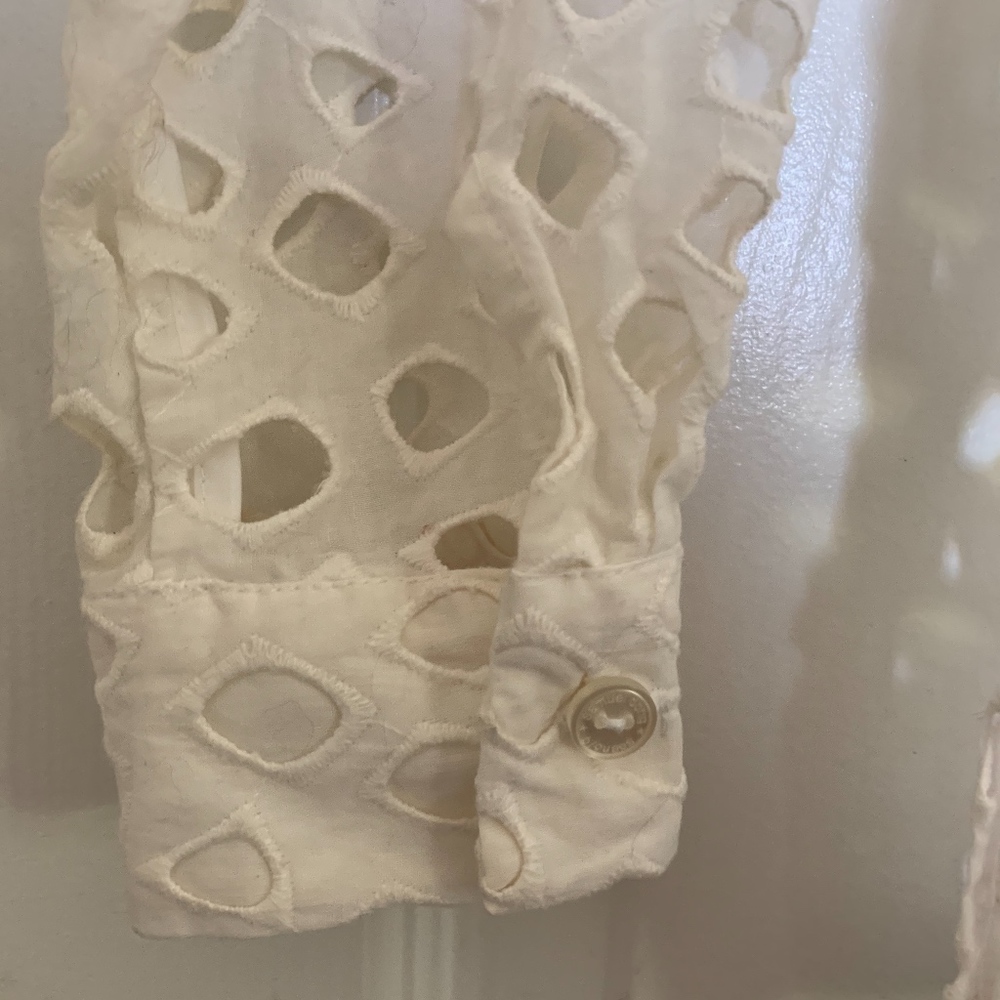 Samuel Dong White Abstract Cut Out Jacket Blouse S - image 7